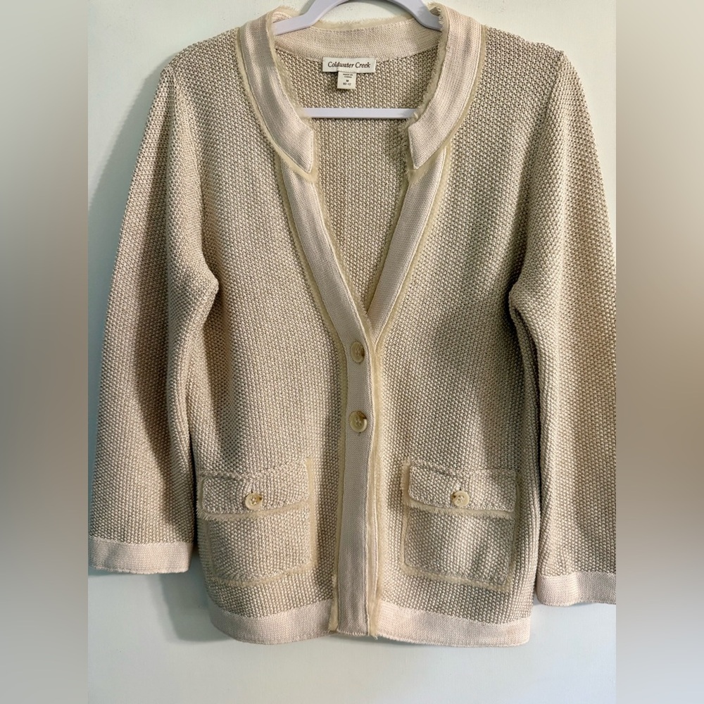 Women's Cream Button-Up Sweater
